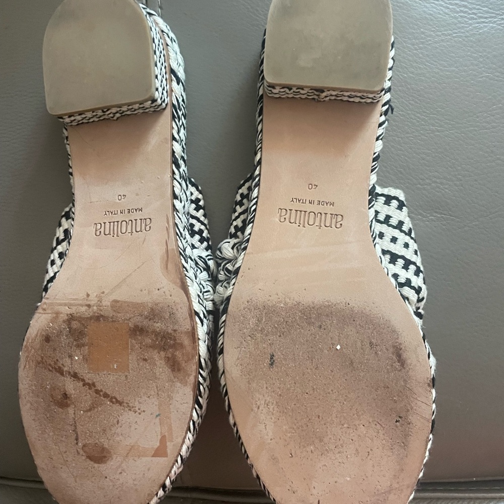 Antolina Paris flat black white sandals size 40 women